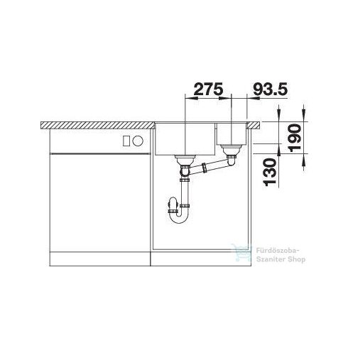 BLANCO SUBLINE 340/160-F gránit mosogató (szintbe épitésű verzió) balos főmedencével fehér 523571