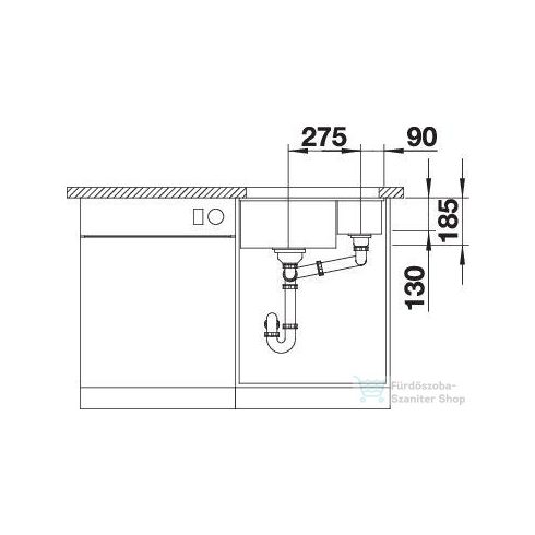 BLANCO SUBLINE 350/150-U Kerámia PuraPlus balos mosogató medence fényes fehér 523741