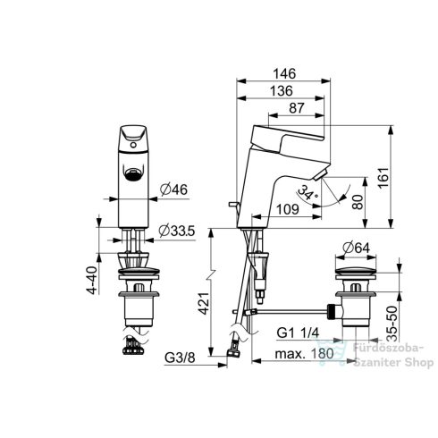 Hansa Hansavantis mosdó csaptelep automata leeresztővel,króm 52402263