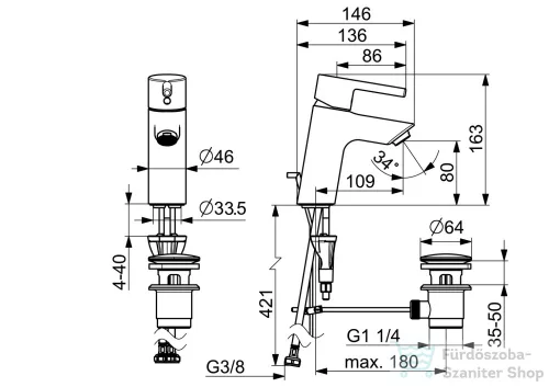 Hansa Hansavantis mosdó csaptelep automata leeresztővel,króm 52402267
