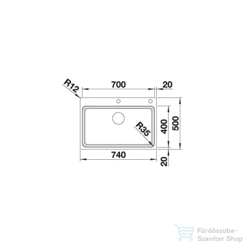 Blanco ETAGON 700-IF/A rozsdamentes acél mosogató medence, PushControl lefolyó-távműködtetővel, selyemfényű acél 524274