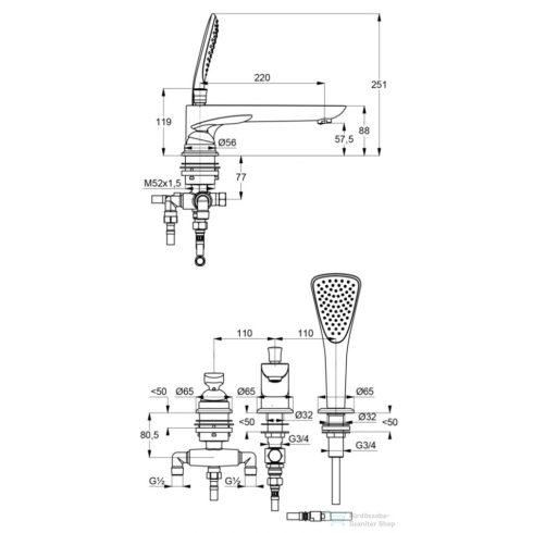 Kludi BALANCE egykaros kád/zuhanycsap NA 15, króm 524470575