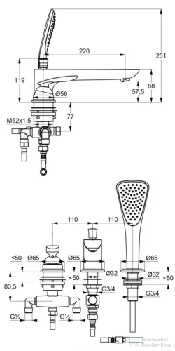 Kludi BALANCE egykaros kád/zuhanycsap NA 15, fekete 524478775