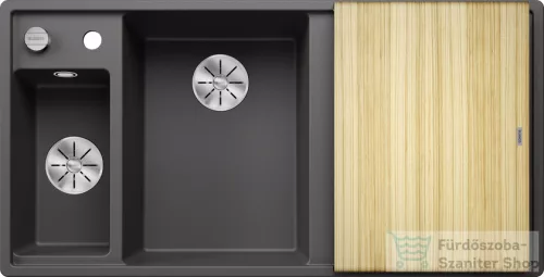 Blanco AXIA III 6 S SILGRANIT® mosogató medence, távműködtetővel, fa vágódeszkával, balos főmedencével, palaszürke 524644
