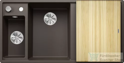 Blanco AXIA III 6 S SILGRANIT® mosogató medence, távműködtetővel, fa vágódeszkával, balos főmedencével, kávé 524652
