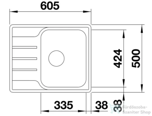 Blanco LEMIS 45 S-IF Mini rozsdamentes acél mosogató medence, csaplyuk nélkül, fényezett acél 525115