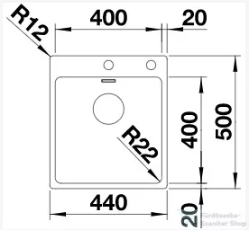 Blanco ANDANO 400-IF/A rozsdamentes acél mosogató medence, PushControl lefolyó-távműködtetővel, selyemfényű acél 525244