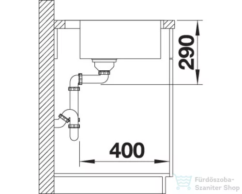 Blanco ANDANO 500-IF/A rozsdamentes acél mosogató medence, PushControl lefolyó-távműködtetővel, selyemfényű acél 525245