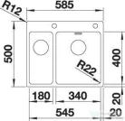 Blanco ANDANO 340/180-IF/A rozsdamentes acél mosogató medence, PushControl lefolyó-távműködtetővel, jobbos főmedencével, selyemfényű acél 525247