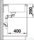 Blanco ANDANO 340/340-IF/A rozsdamentes acél mosogató medence, PushControl lefolyó-távműködtetővel, selyemfényű acél 525248