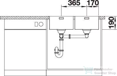 Blanco ANDANO 340/340-IF/A rozsdamentes acél mosogató medence, PushControl lefolyó-távműködtetővel, selyemfényű acél 525248