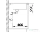Blanco ANDANO 400/400-IF/A rozsdamentes acél mosogató medence, PushControl lefolyó-távműködtetővel, selyemfényű acél 525249