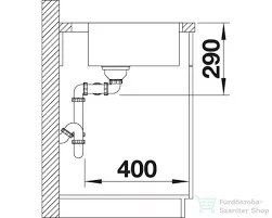 Blanco ANDANO 400/400-IF/A rozsdamentes acél mosogató medence, PushControl lefolyó-távműködtetővel, selyemfényű acél 525249