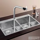 Blanco ANDANO 400/400-IF/A rozsdamentes acél mosogató medence, PushControl lefolyó-távműködtetővel, selyemfényű acél 525249