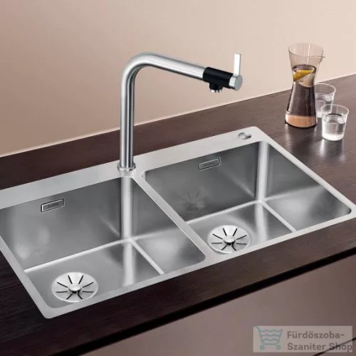 Blanco ANDANO 400/400-IF/A rozsdamentes acél mosogató medence, PushControl lefolyó-távműködtetővel, selyemfényű acél 525249