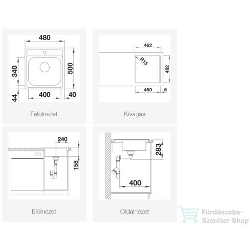 BLANCO Dana 45 rozsdamentes acél, natúr mosogató medence 525322