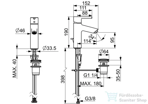 Hansa Hansavantis XL mosdó csaptelep automata leeresztővel,króm 52562267