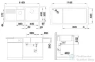 Blanco NAYA 8 S 116x50 cm-es SILGRANIT® mosogató medence, bal oldali csepegtetővel, palaszürke 525780