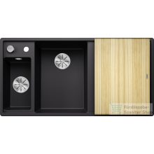   BLANCO AXIA III 6 S gránit mosogató fa vágódeszkával távműködtetővel balos fekete 525849