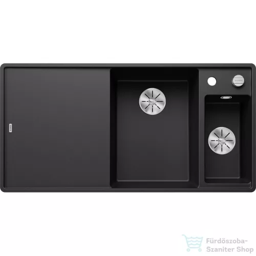 Blanco AXIA III 6 S-F SILGRANIT® mosogató medence munkalapszintű beépítéshez, távműködtetővel, fa vágódeszkával, jobbos főmedencével, fekete 525855
