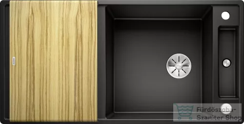 Blanco AXIA III XL 6 S SILGRANIT® mosogató medence, távműködtetővel, fa vágódeszkával, fekete 525858