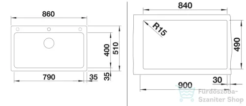 Blanco NAYA XL 9 86x51 cm-es SILGRANIT® mosogató medence, fekete 525947