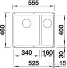 Blanco SUBLINE 340/160-U SILGRANIT® mosogató medence alulról való beépítéshez, jobbos főmedence, fekete 525986