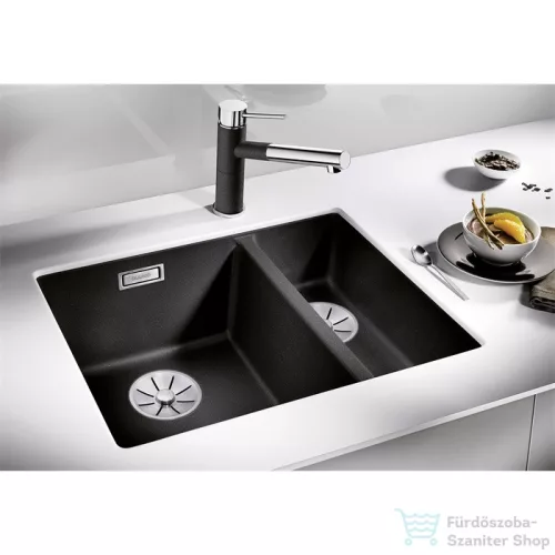 Blanco SUBLINE 340/160-U SILGRANIT® mosogató medence alulról való beépítéshez, jobbos főmedence, fekete 525986