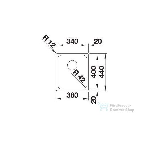 BLANCO SOLIS 340-U fényezett rozsdamentes acél mosogató medence 526115