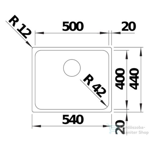 BLANCO SOLIS 500-U fényezett rozsdamentes acél mosogatótál 526122