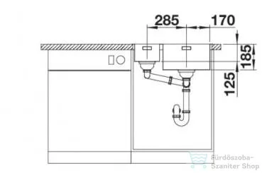 Blanco SOLIS 340/180-IF/A rozsdamentes acél mosogató medence, PushControl lefolyó-távműködtetővel, jobbos főmedence, fényezett acél 526132