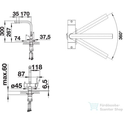 BLANCO FONTAS-S II Silgranit-Look kihúzhatófejes mosogató csaptelep, fekete 526158