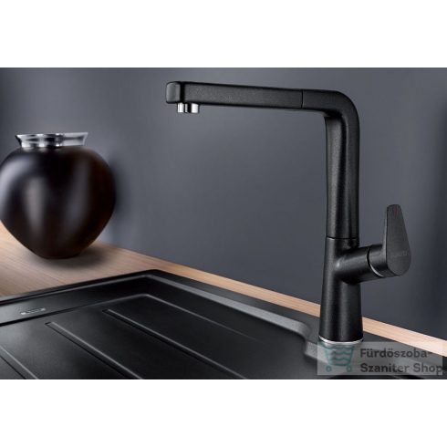 BLANCO Avona-S Silgránit-look kihúzható fejes mosogató csaptelep, fekete 526170