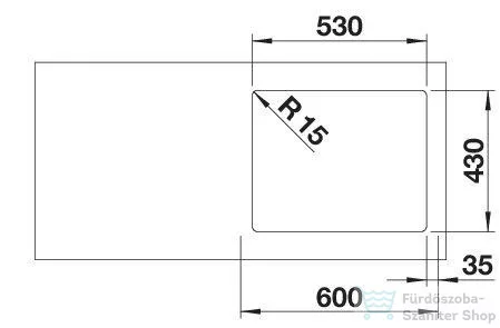 Blanco SUPRA 500-IF R12 rozsdamentes acél mosogató medence, fényezett acél 526351