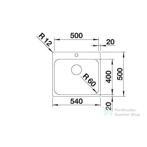BLANCO SUPRA 500-IF/A R12 fényezett rozsdamentes acél mosogató medence, távműködtető nélkül 526354