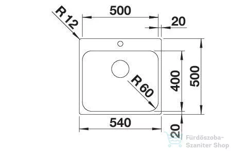 Blanco SUPRA 500-IF/A R12 rozsdamentes acél mosogató medence, fényezett acél 526354