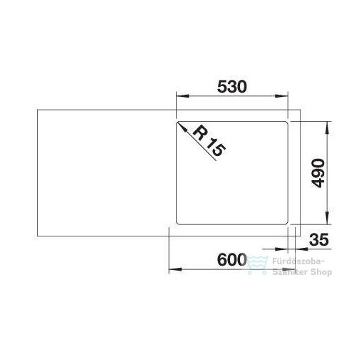 BLANCO SUPRA 500-IF/A R12 fényezett rozsdamentes acél mosogató medence, távműködtető nélkül 526354