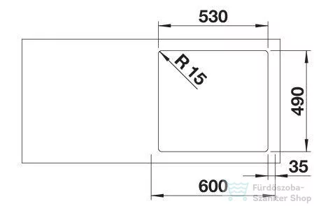 Blanco SUPRA 500-IF/A R12 rozsdamentes acél mosogató medence, fényezett acél 526354