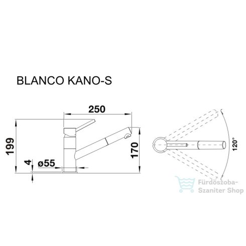 BLANCO Kano-S kihúzható fejes mosogató csaptelep, matt fekete 526668