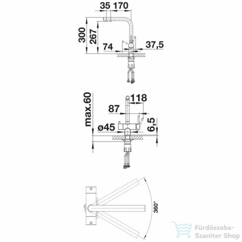 BLANCO FONTAS II törtfehér SILGRANIT-Look egykaros mosogató csaptelep, szűrt vízhez 526943