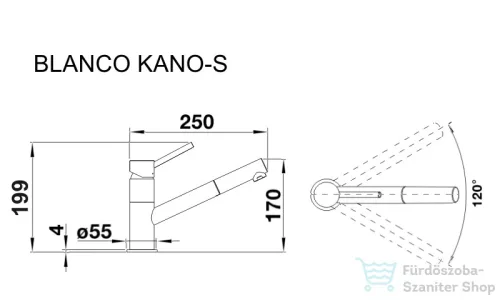 Blanco KANO-S SILGRANIT-LOOK mosogató csaptelep, kihúzható zuhanyfejjel, vulkánszürke 526952