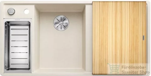 Blanco AXIA III 6 S SILGRANIT® mosogató medence, távműködtetővel, fa vágódeszkával, balos főmedencével, törtfehér 527044