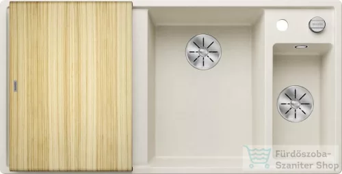 Blanco AXIA III 6 S SILGRANIT® mosogató medence, távműködtetővel, fa vágódeszkával, jobbos főmedencével, törtfehér 527046