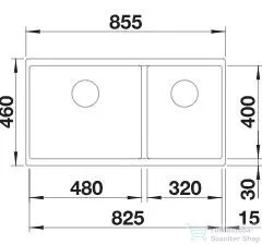 Blanco SUBLINE 480/320-U SILGRANIT® mosogató medence alulról való beépítéshez, balos főmedence, törtfehér 527168
