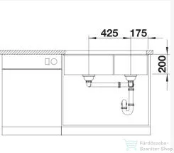 Blanco SUBLINE 480/320-U SILGRANIT® mosogató medence alulról való beépítéshez, balos főmedence, törtfehér 527168