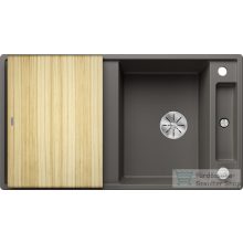   Blanco AXIA III 5 S SILGRANIT® mosogatótál fa vágódeszkával, Infino lefolyó-távműködtetővel vulkánszürke 527223