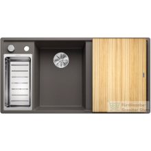   Blanco AXIA III 6 S SILGRANIT® mosogatótál Infino lefolyó-távműködtetővel, baloldali főmedencével, fa vágódeszkával vulkánszürke (527227)