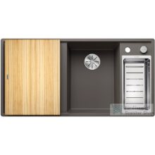   Blanco AXIA III 6 S SILGRANIT® mosogatótál Infino lefolyó-távműködtetővel, jobboldali főmedencével, fa vágódeszkával vulkánszürke (527229)