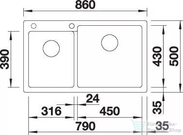 Blanco PLEON 9 SILGRANIT® mosogató medence, jobbos főmedence, vulkánszürke 527325