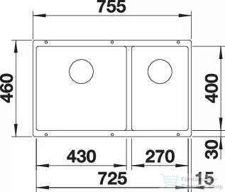 Blanco SUBLINE 430/270-U SILGRANIT® mosogató medence alulról való beépítéshez, balos főmedence, vulkánszürke 527350